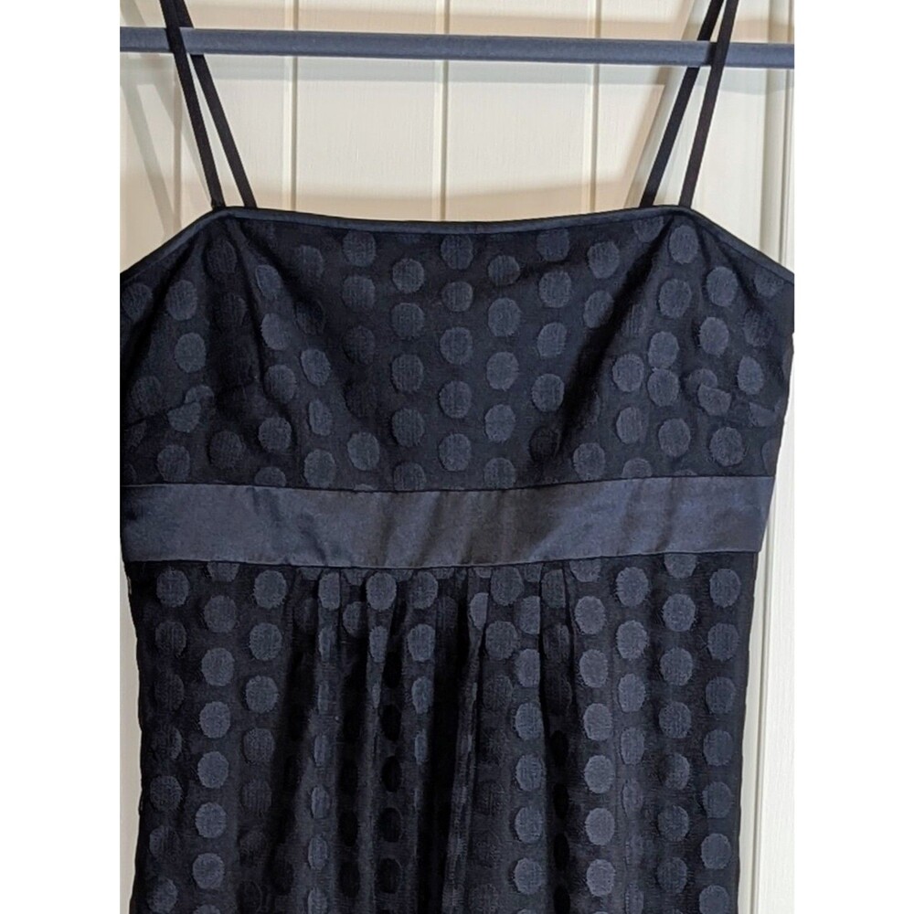 Ann Taylor Dress NWT Size 0 Black Polka Dot Silk Trim Empire Waist LBD - Picture 3 of 13